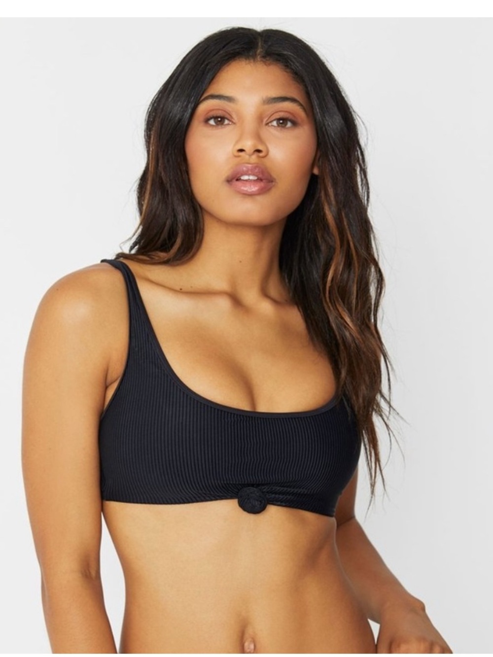 Frankie’s Bikini Ribbed knot front bikini top, size XS